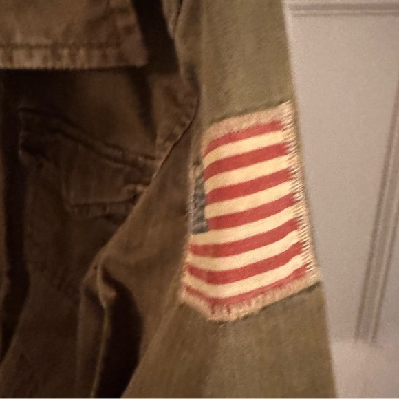 Polo Ralph Lauren Green Military Jacket Coat USA Flag Patch Boy's Size 4 - Picture 3 of 13